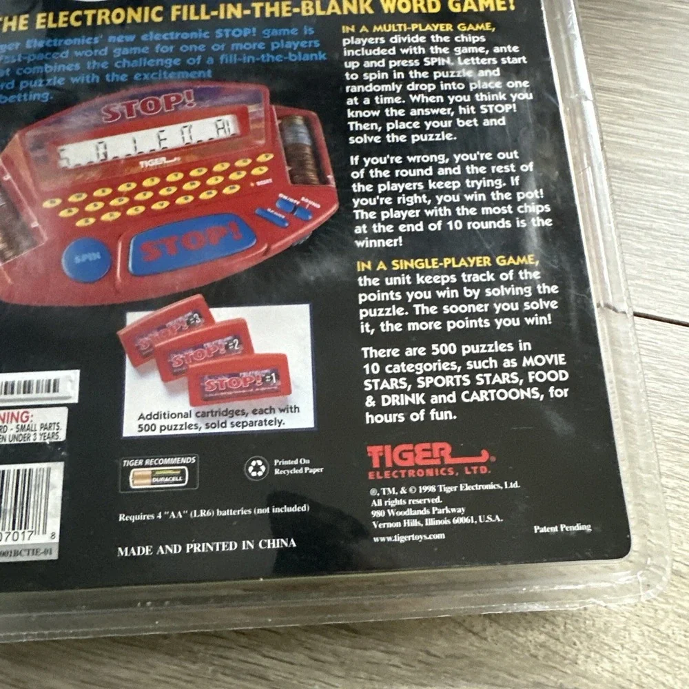 Tiger Electronics STOP! Word Game Unisex OS Red NEW Vintage 1998 Handheld 07-017